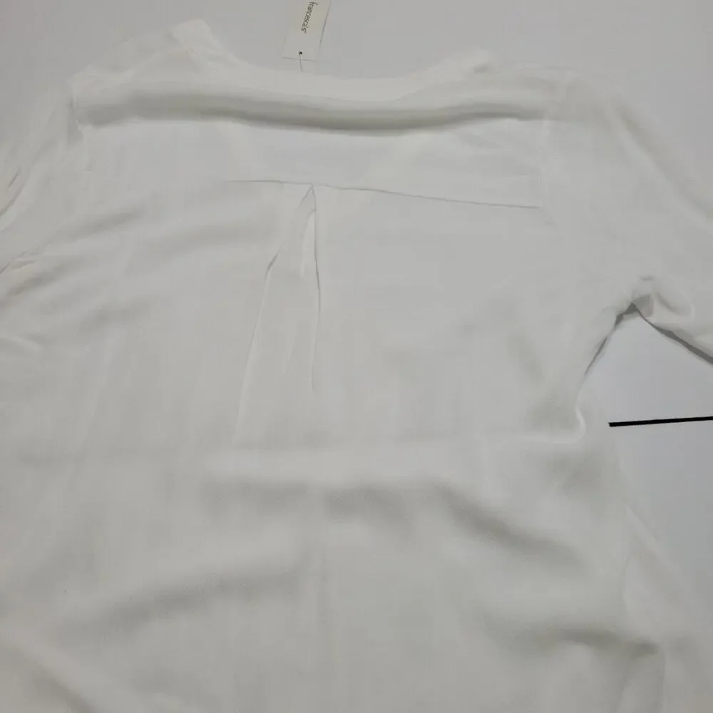 Francescas Harper Shirt Womens Small Long Sleeve Boho Blouse White Comfort Top‎